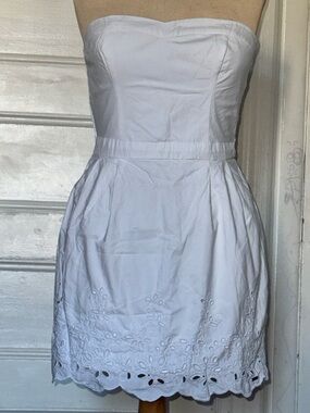 Hollister Strapless White Eyelet Cotton white Dress size L